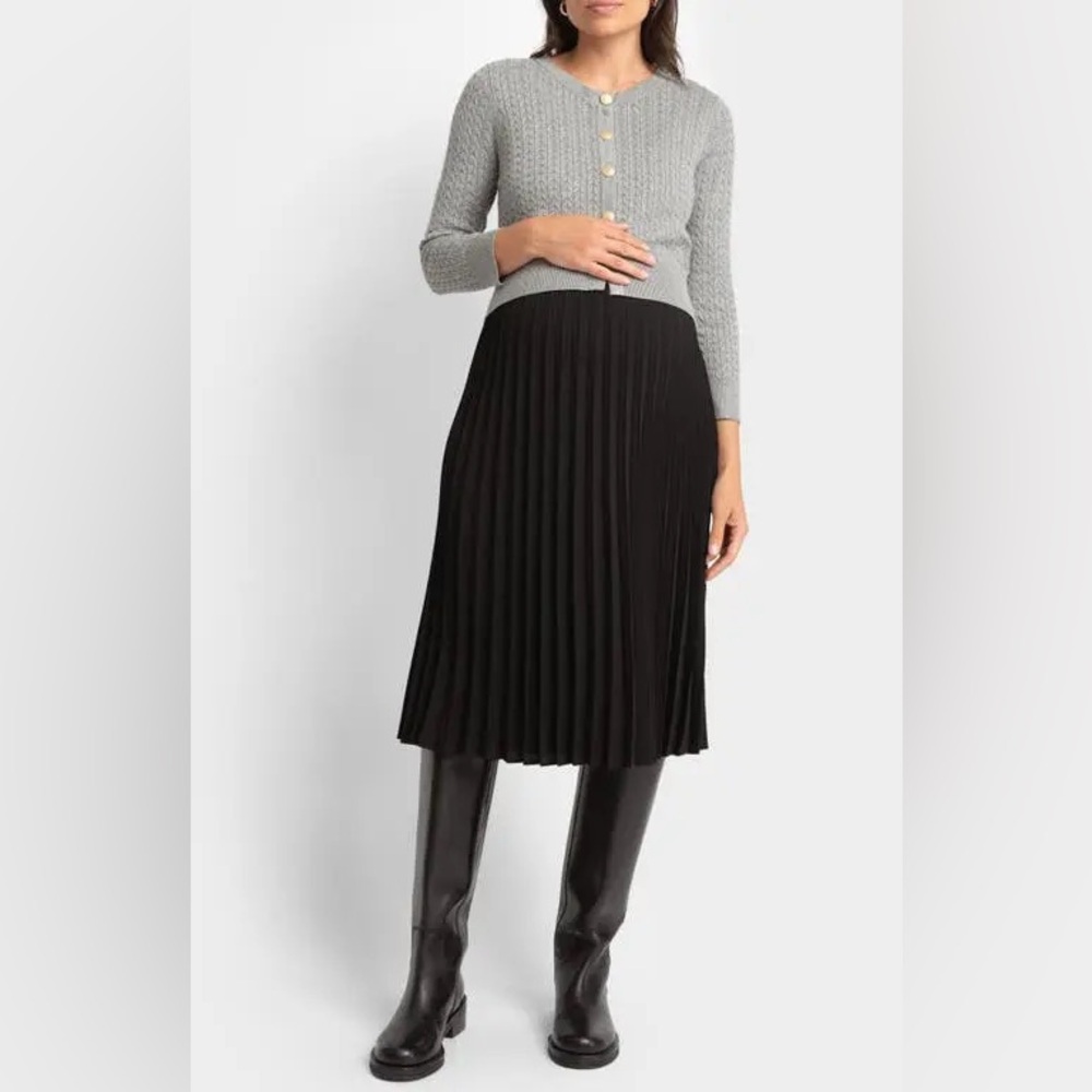 NWT Seraphine Gray and Black Midi Dress 4